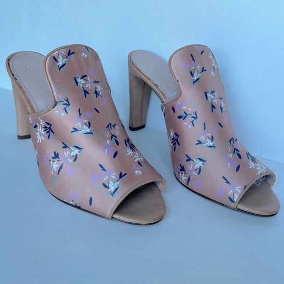 AD & Daughters Jaconi Textile/Leather Floral High Heel Peep Toe Mules Shoes 7.5 - Picture 2 of 15